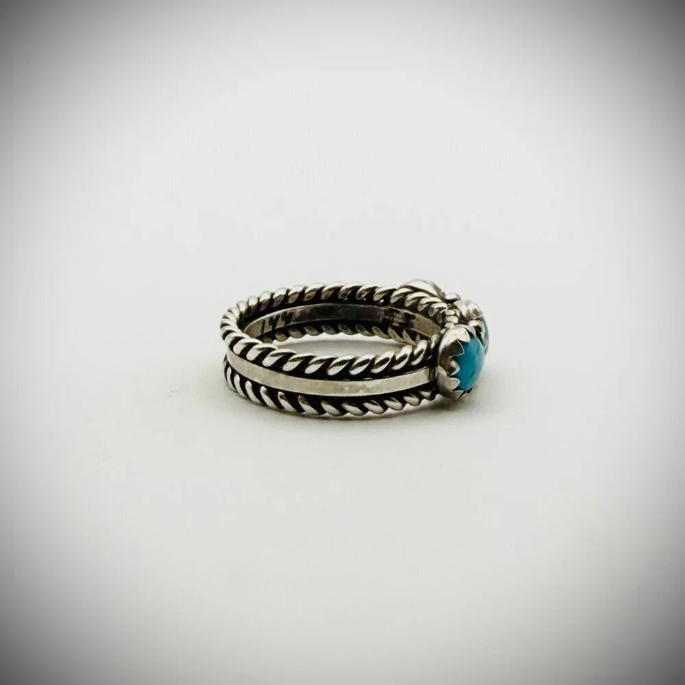 Ray King Sterling & Turquoise Triple-Stone Band — Size 7, 5g
